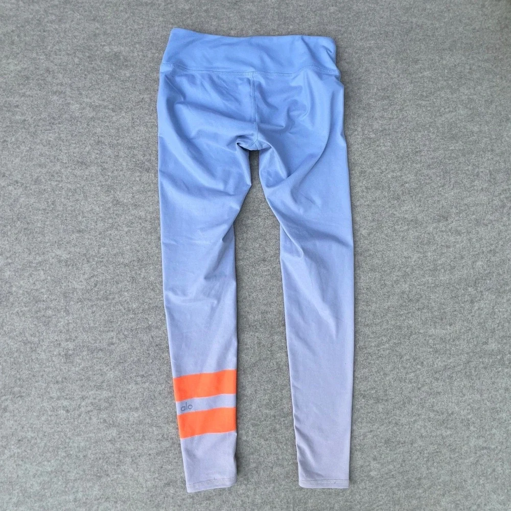 Alo Yoga Leggings Womens S Blue Ombre Neon Orange Stripe Activewear